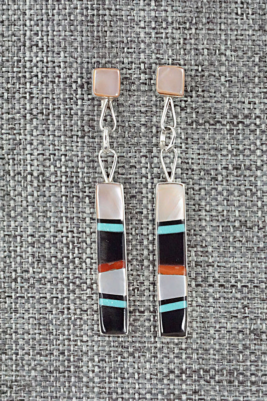 Multi Stone & Sterling Silver Inlay Earrings - Bobby Sanchez