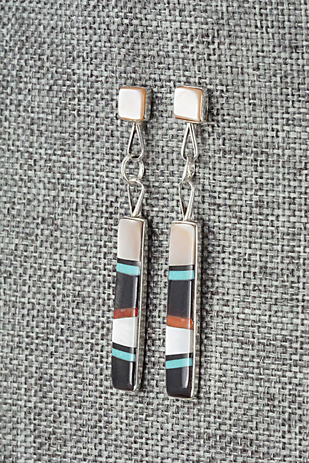Multi Stone & Sterling Silver Inlay Earrings - Bobby Sanchez