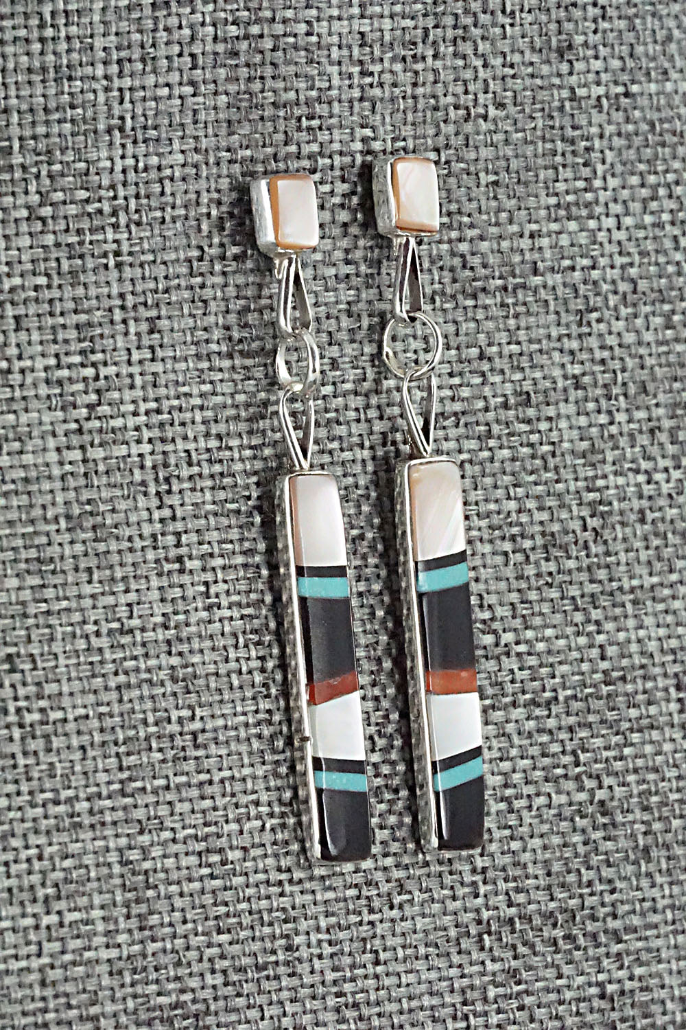 Multi Stone & Sterling Silver Inlay Earrings - Bobby Sanchez