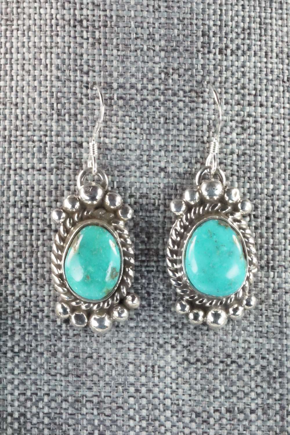 Turquoise & Sterling Silver Squash Blossom and Earrings - Vernon Johnson
