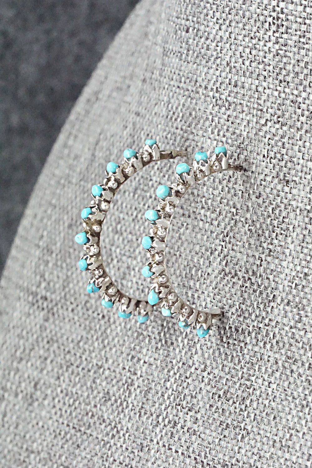 Turquoise & Sterling Silver Earrings - Sampson Tsipa