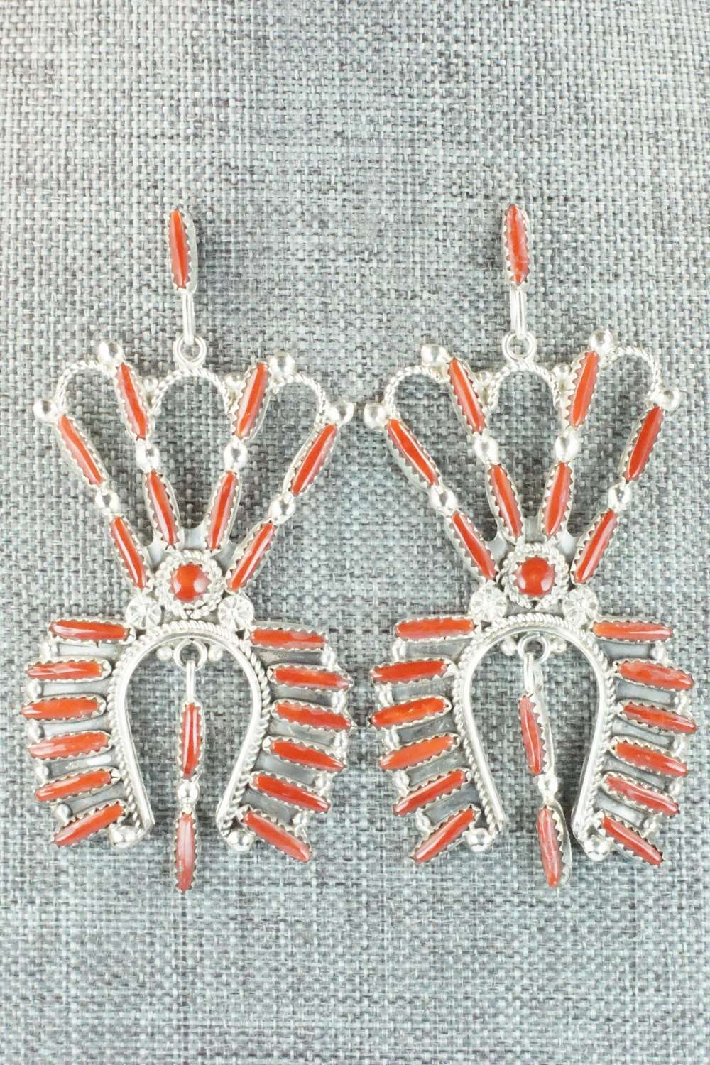 Coral & Sterling Silver Earrings - Claudine Penketewa