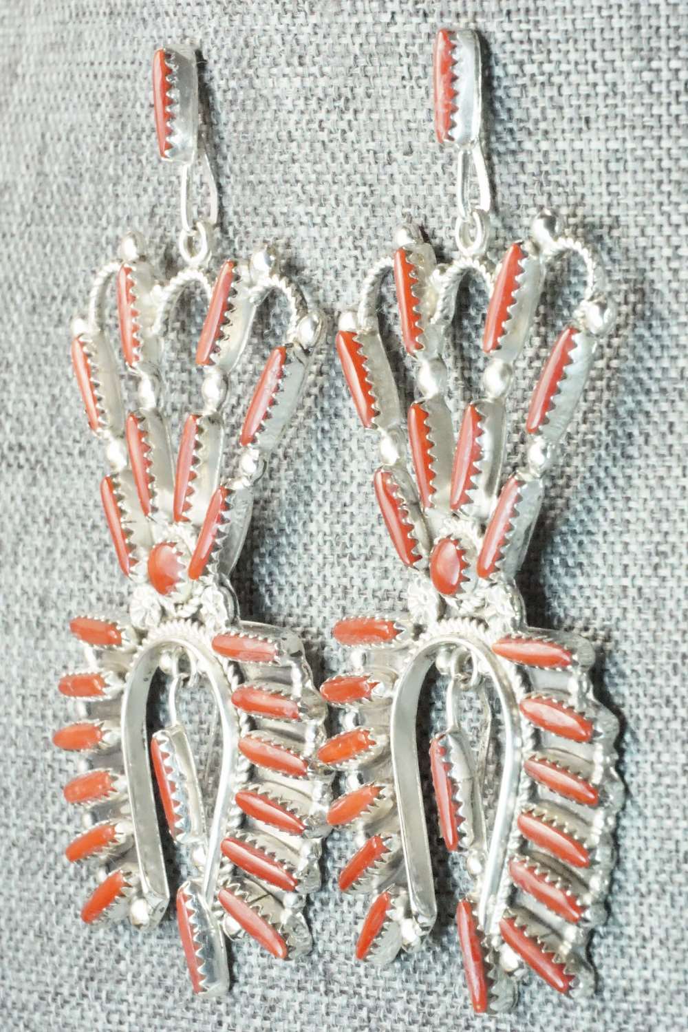 Coral & Sterling Silver Earrings - Claudine Penketewa