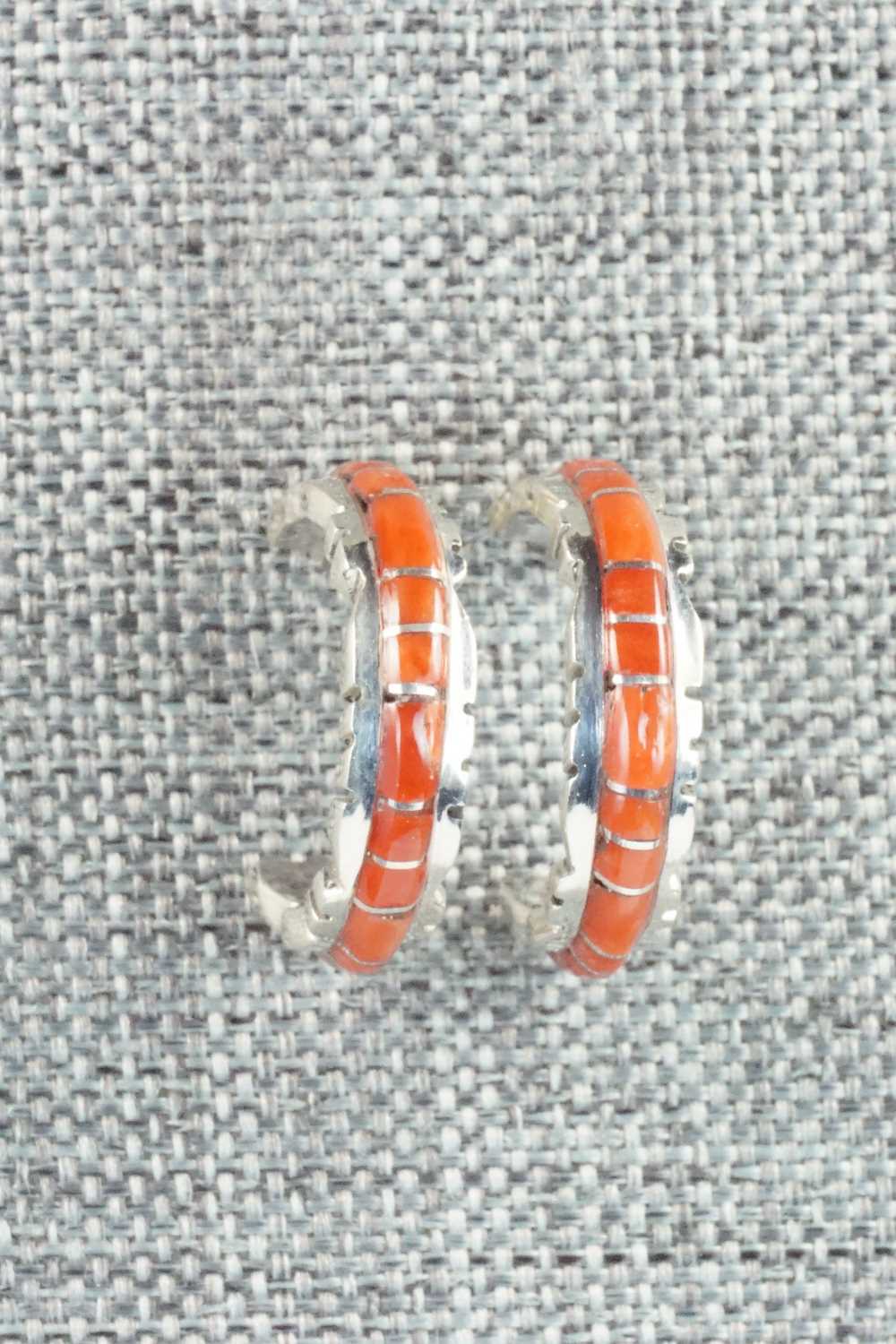 Coral & Sterling Silver Earrings - Sheldon Lalio