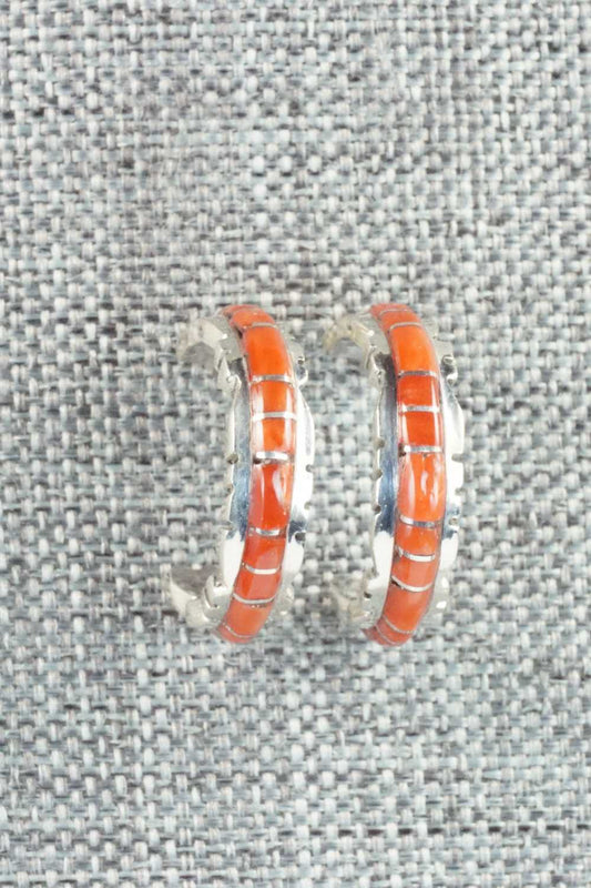 Coral & Sterling Silver Earrings - Sheldon Lalio