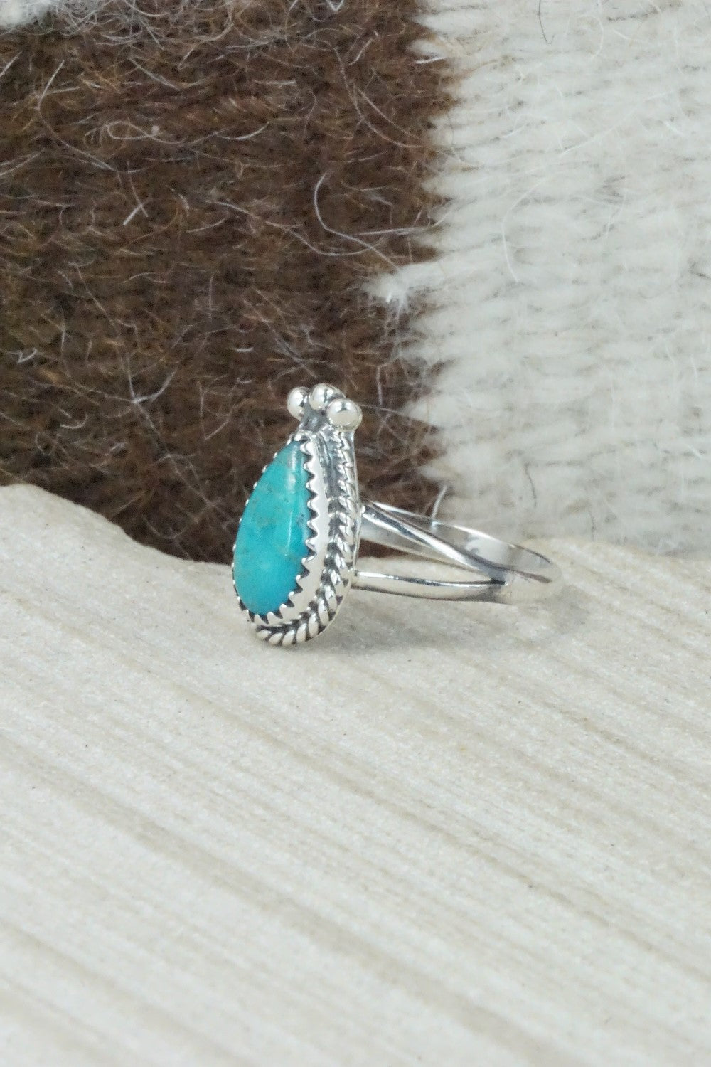 Turquoise & Sterling Silver Ring - Alice Rose Saunders - Size 8