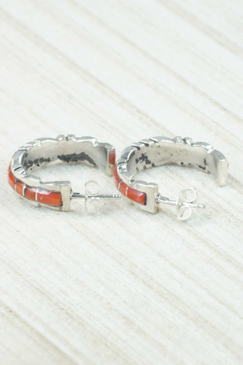 Coral & Sterling Silver Earrings - Sheldon Lalio