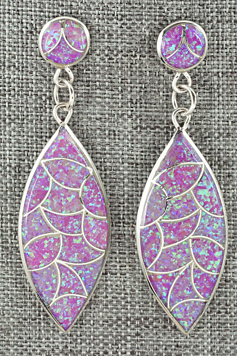 Opalite & Sterling Silver Inlay Earrings - Keith Davis
