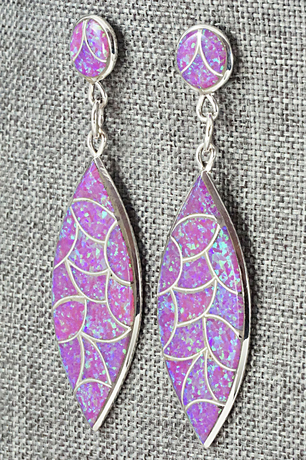 Opalite & Sterling Silver Inlay Earrings - Keith Davis