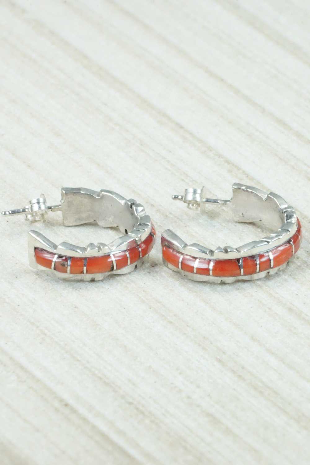 Coral & Sterling Silver Earrings - Sheldon Lalio