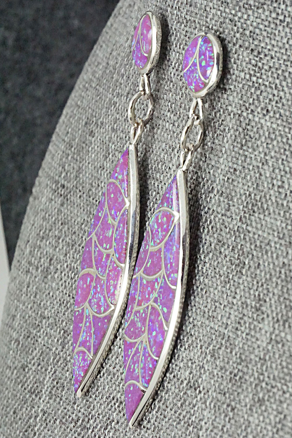Opalite & Sterling Silver Inlay Earrings - Keith Davis