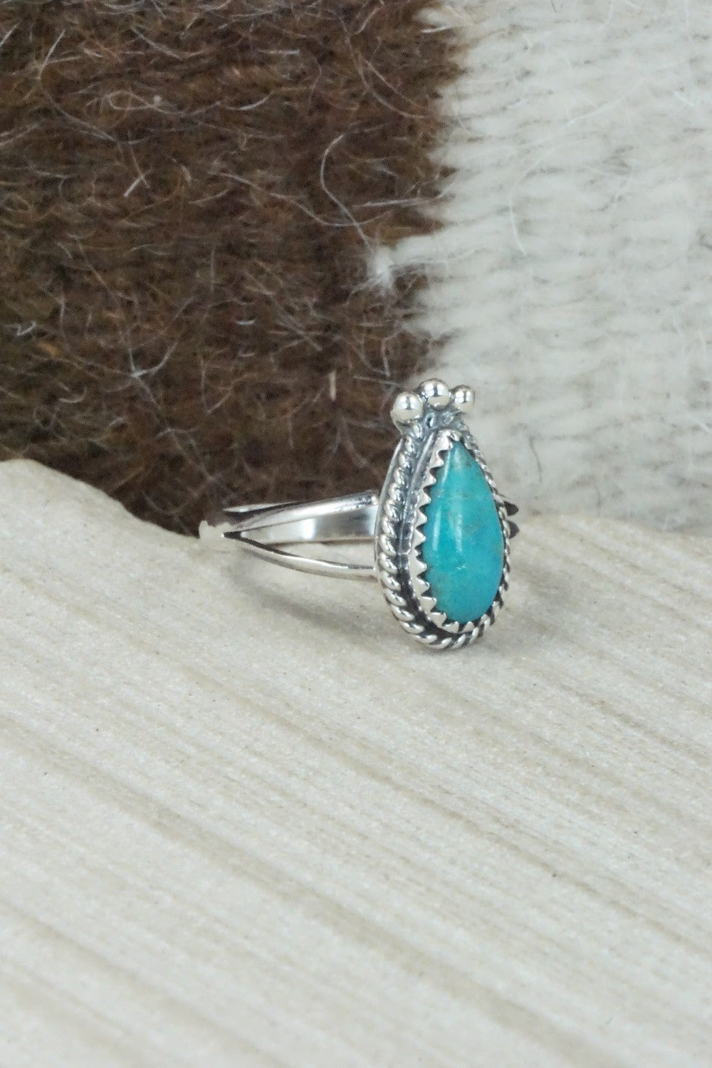 Turquoise & Sterling Silver Ring - Alice Rose Saunders - Size 8