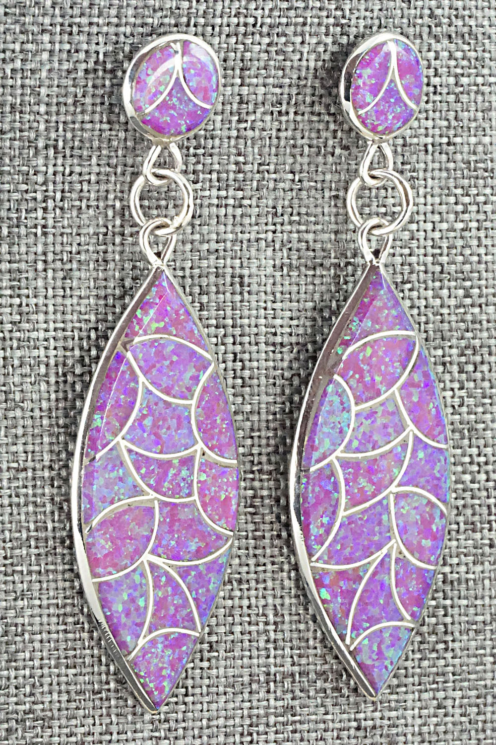 Opalite & Sterling Silver Inlay Earrings - Keith Davis