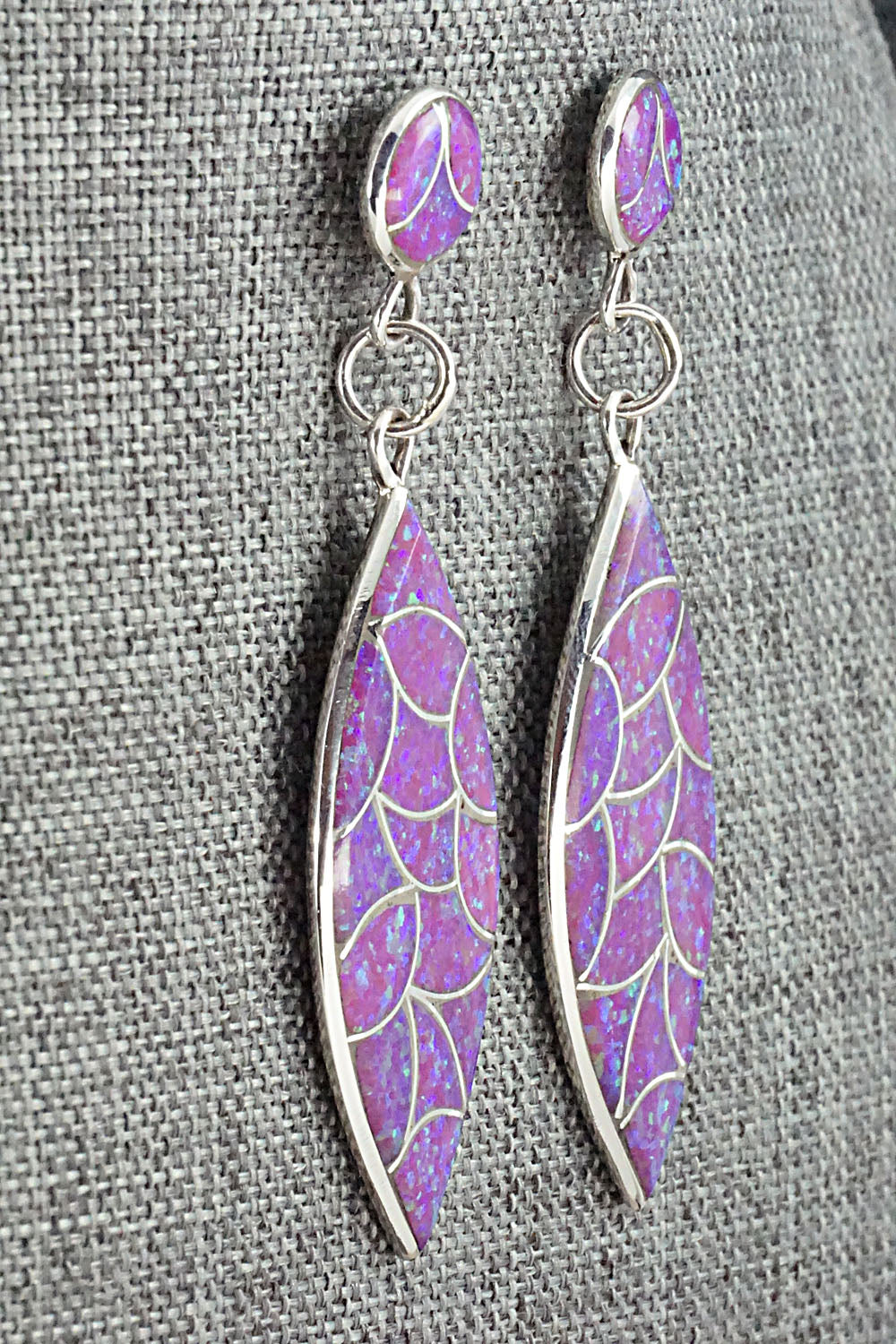 Opalite & Sterling Silver Inlay Earrings - Keith Davis
