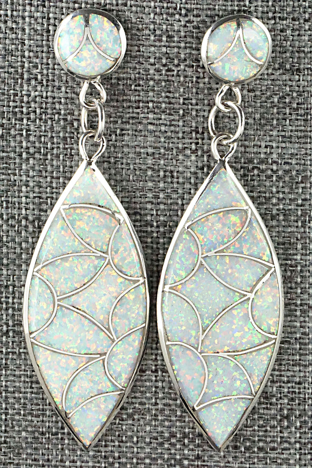 Opalite & Sterling Silver Inlay Earrings - Keith Davis