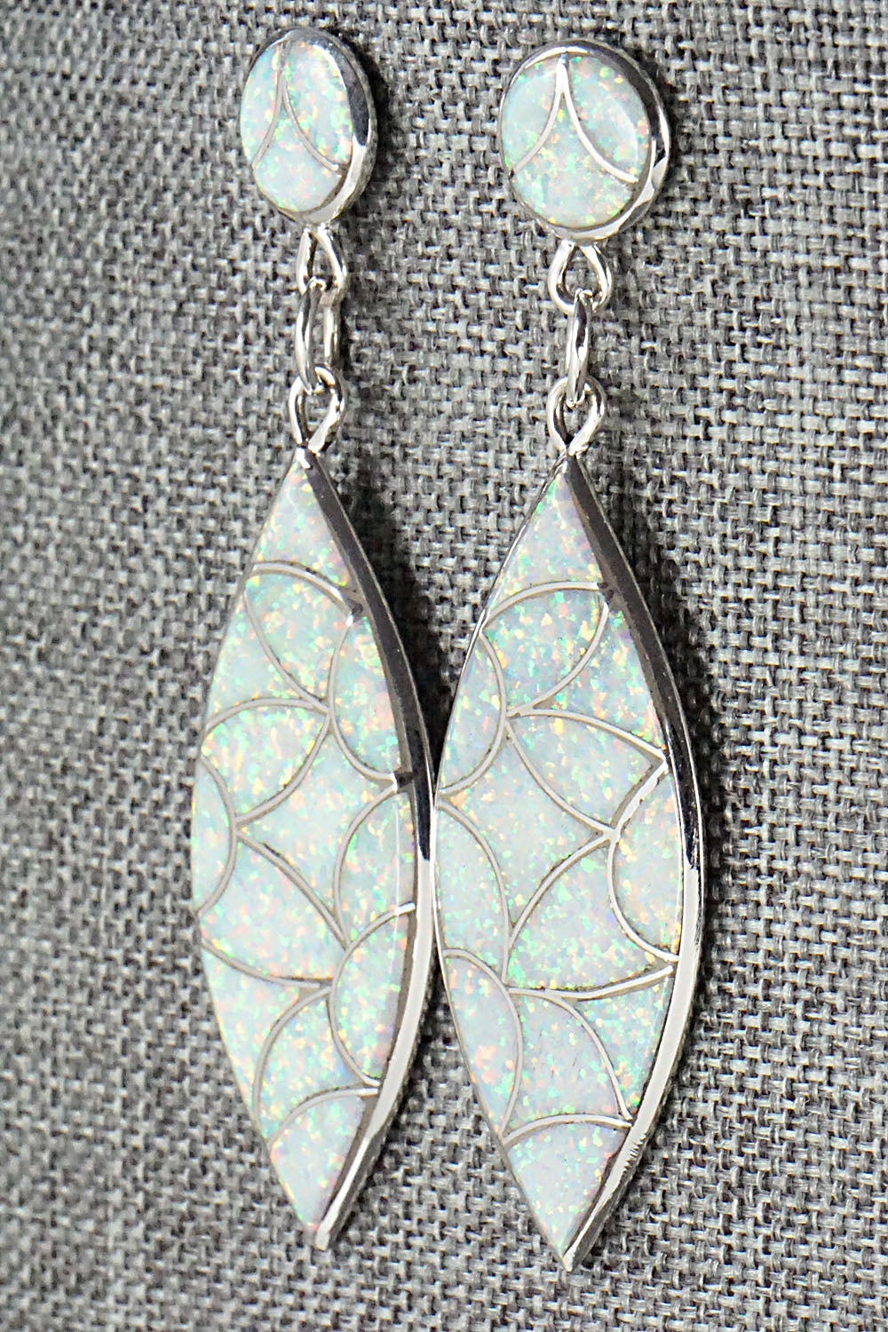 Opalite & Sterling Silver Inlay Earrings - Keith Davis