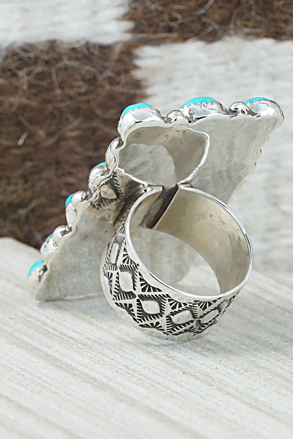 Turquoise & Sterling Silver Ring - Delbert Arviso - Size 9
