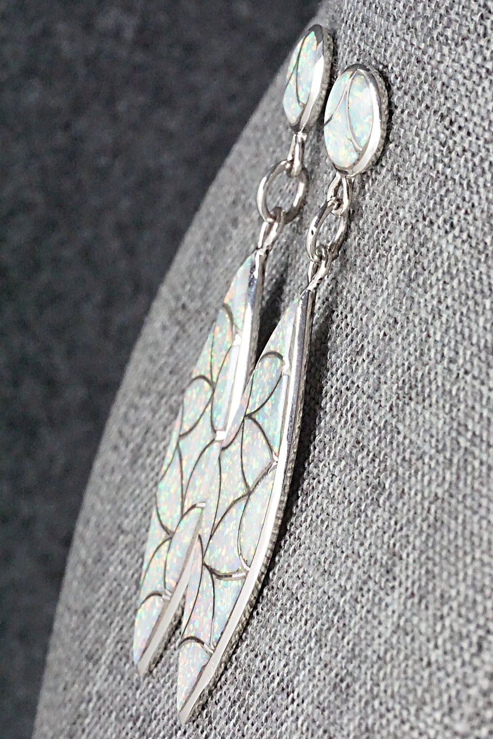Opalite & Sterling Silver Inlay Earrings - Keith Davis