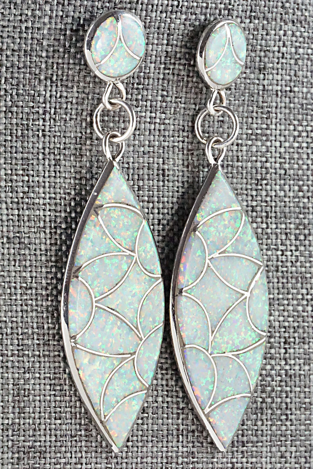 Opalite & Sterling Silver Inlay Earrings - Keith Davis