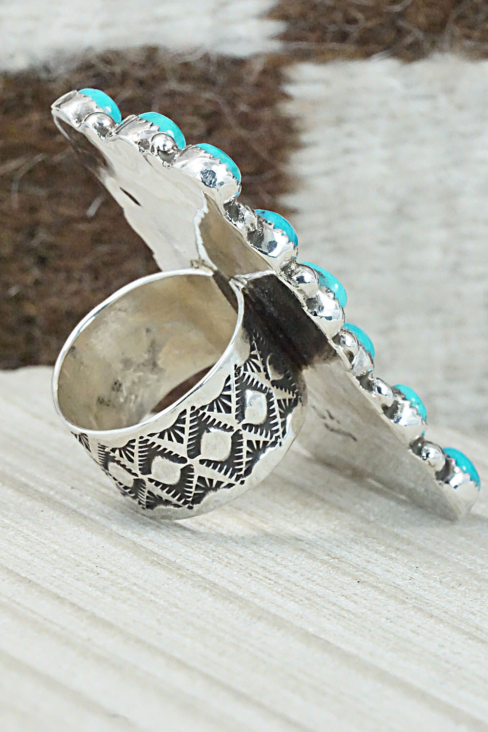 Turquoise & Sterling Silver Ring - Delbert Arviso - Size 9