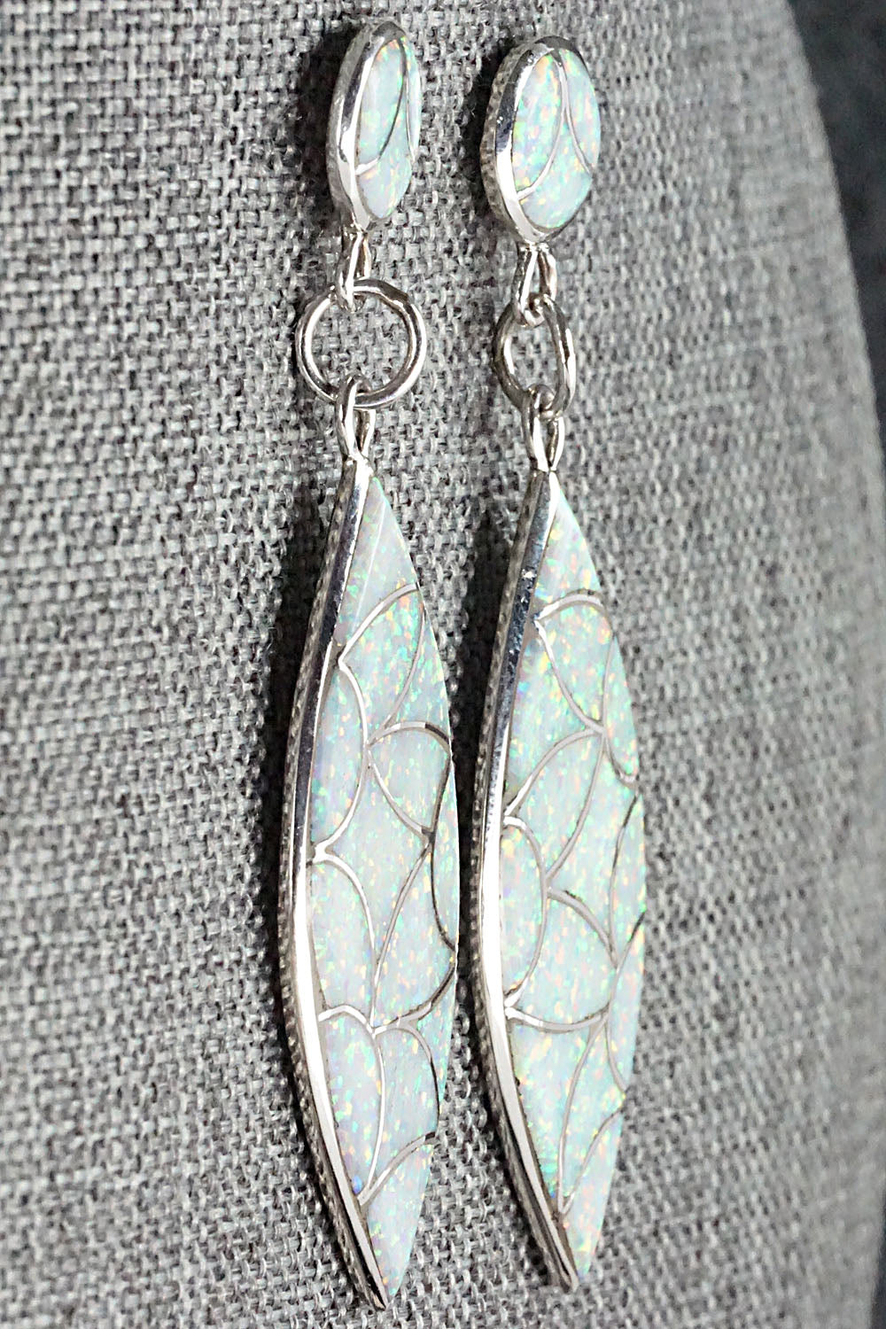 Opalite & Sterling Silver Inlay Earrings - Keith Davis