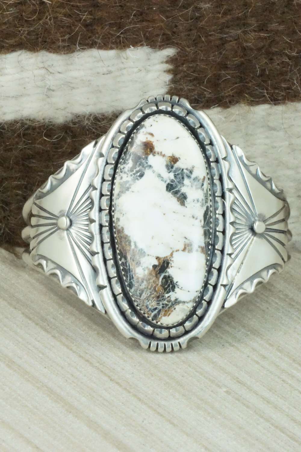 White Buffalo & Sterling Silver Bracelet - Eddie Chaco