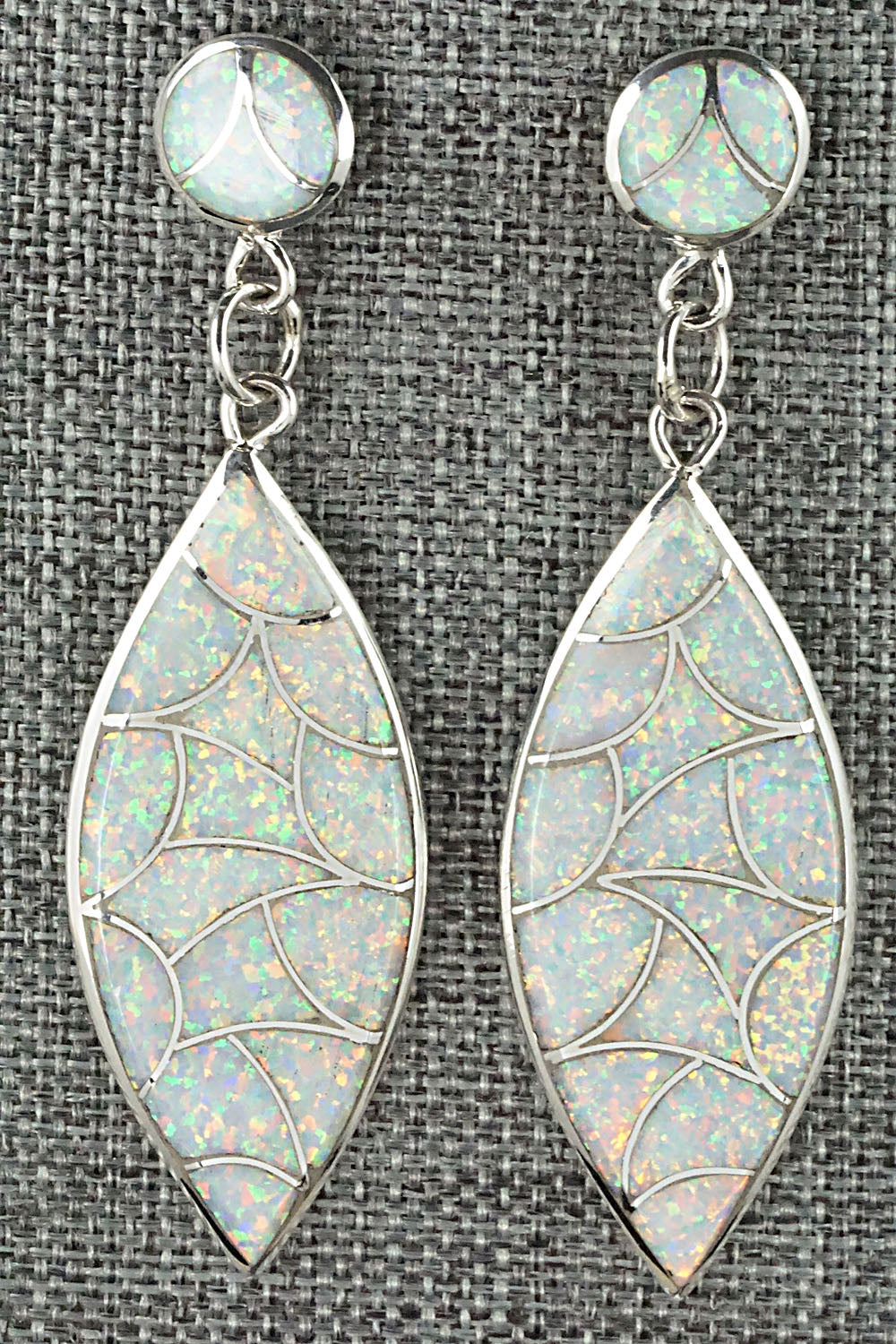 Opalite & Sterling Silver Inlay Earrings - Keith Davis