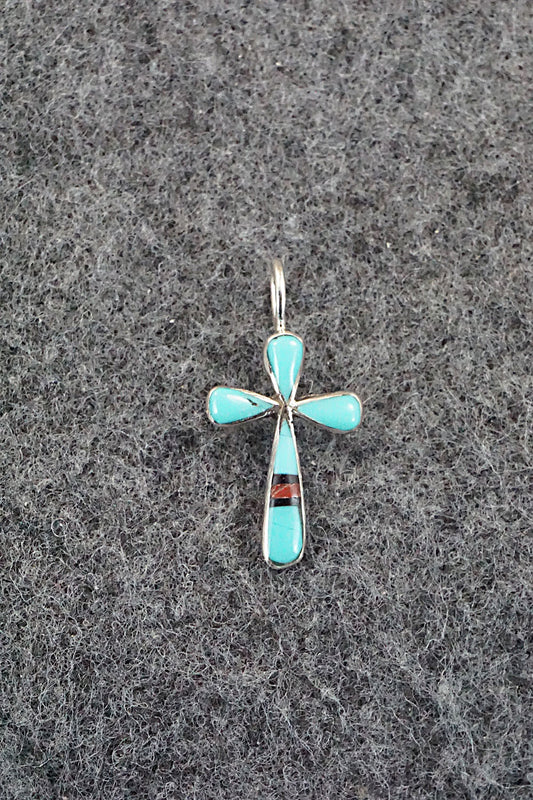 Multi Stone & Sterling Silver Inlay Pendant - Kristina Bowannie
