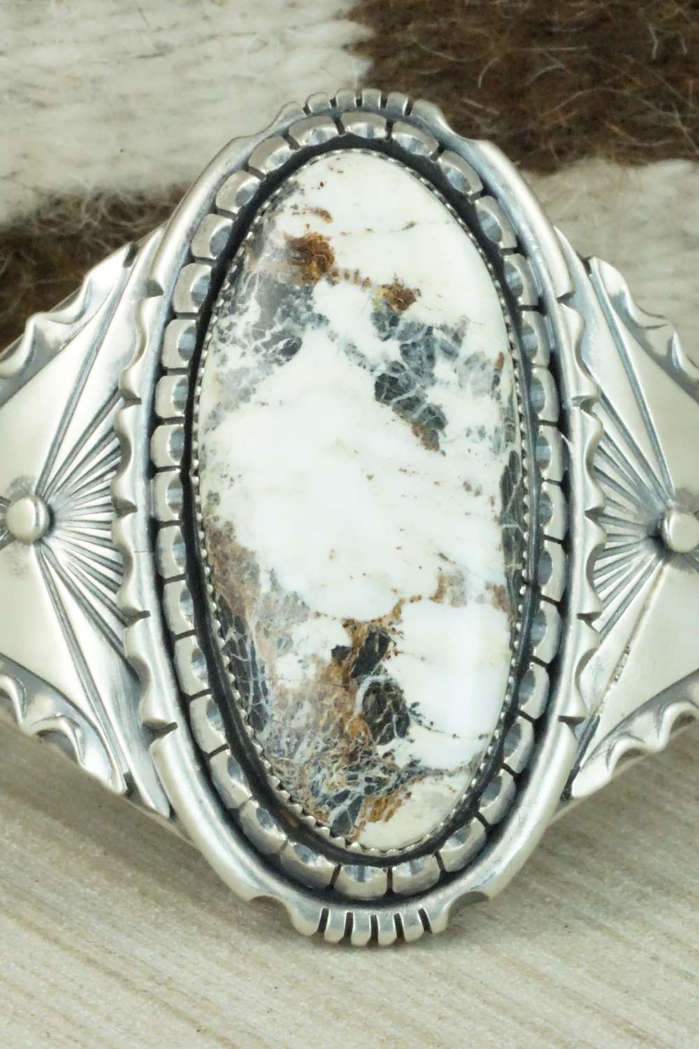 White Buffalo & Sterling Silver Bracelet - Eddie Chaco