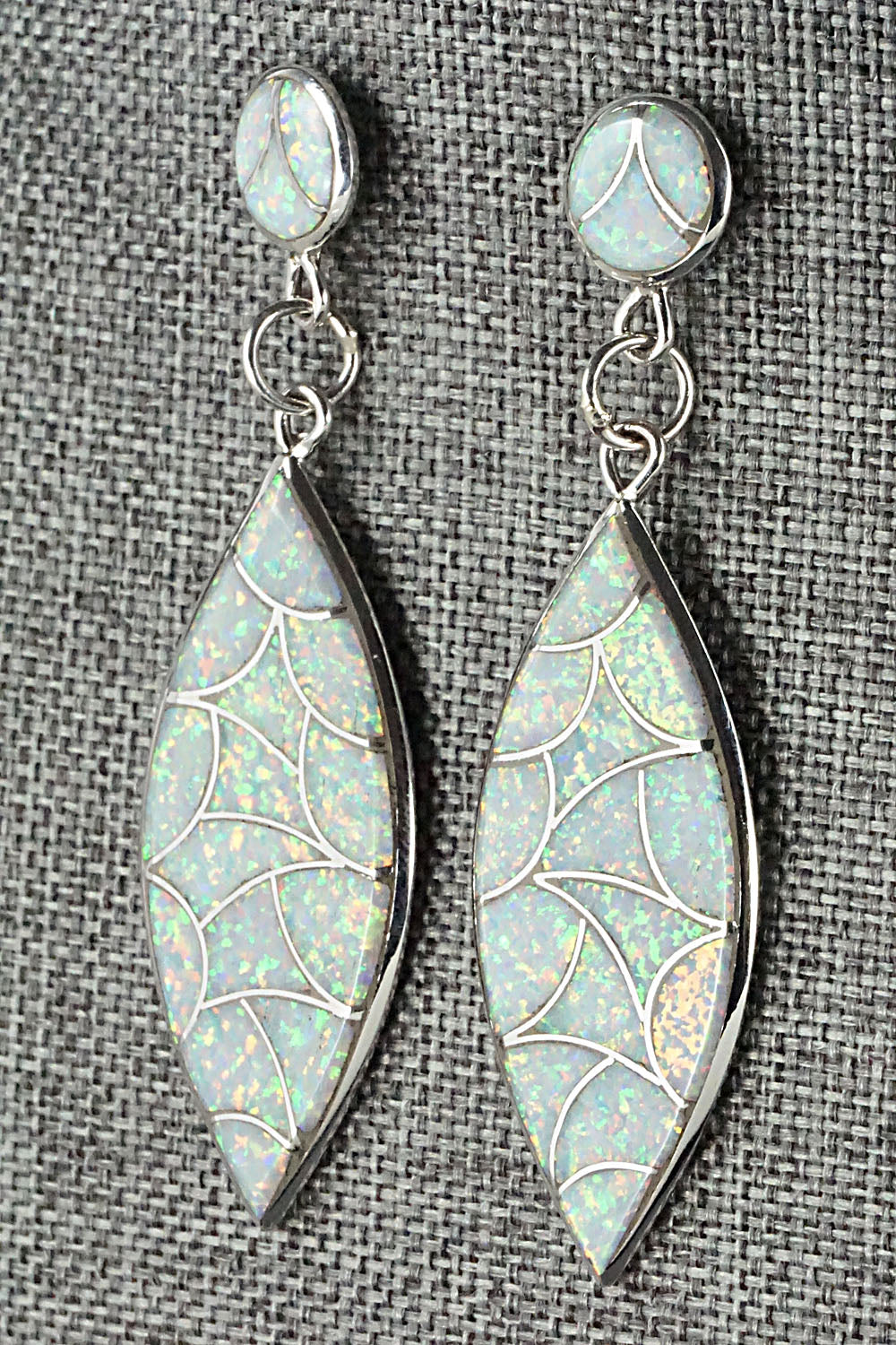 Opalite & Sterling Silver Inlay Earrings - Keith Davis