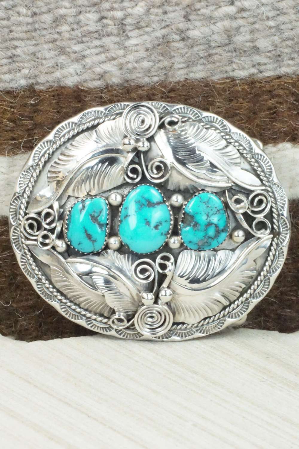 Turquoise & Sterling Silver Belt Buckle - Allen Chee