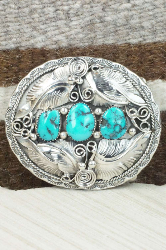 Turquoise & Sterling Silver Belt Buckle - Allen Chee