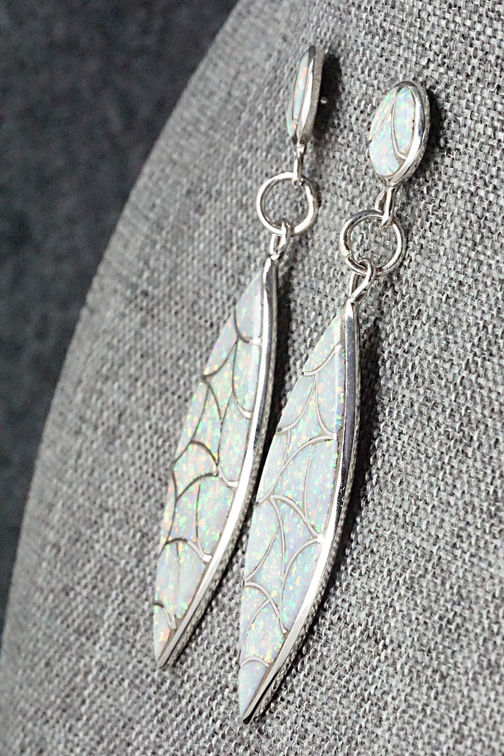 Opalite & Sterling Silver Inlay Earrings - Keith Davis