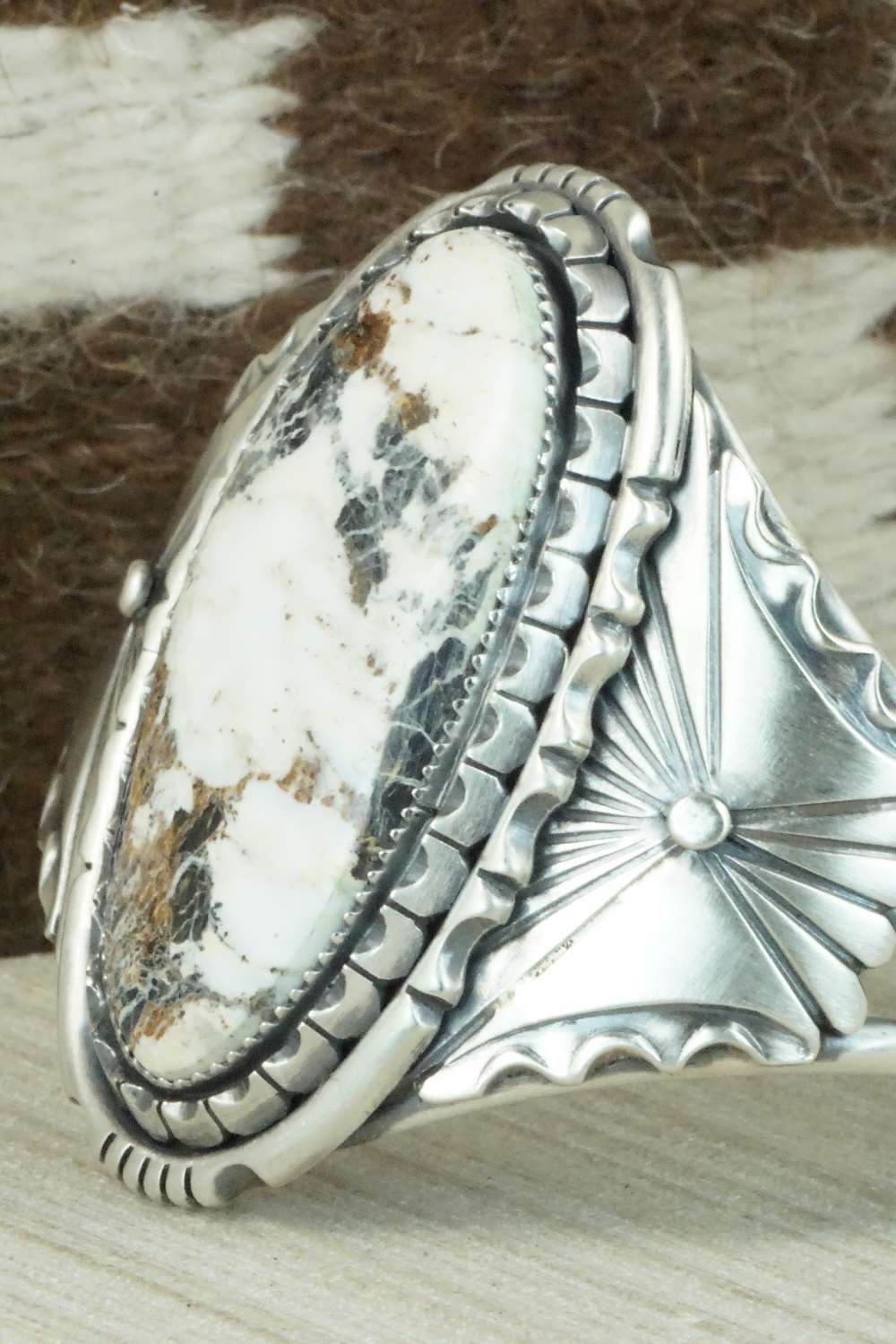 White Buffalo & Sterling Silver Bracelet - Eddie Chaco