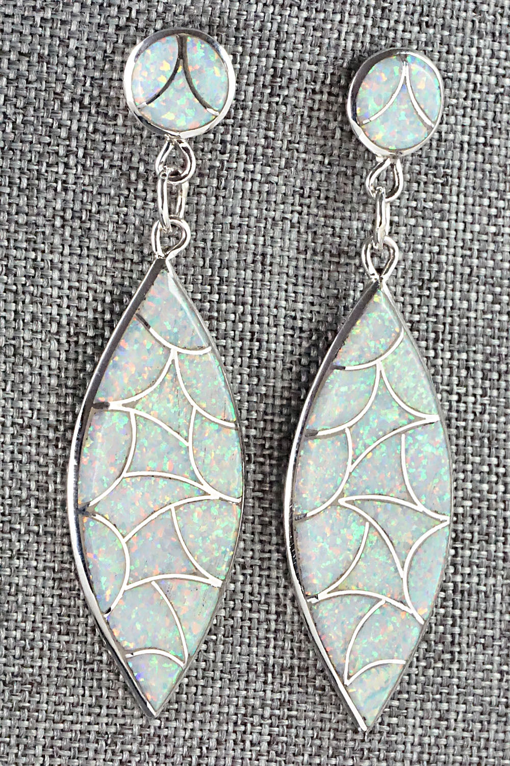 Opalite & Sterling Silver Inlay Earrings - Keith Davis