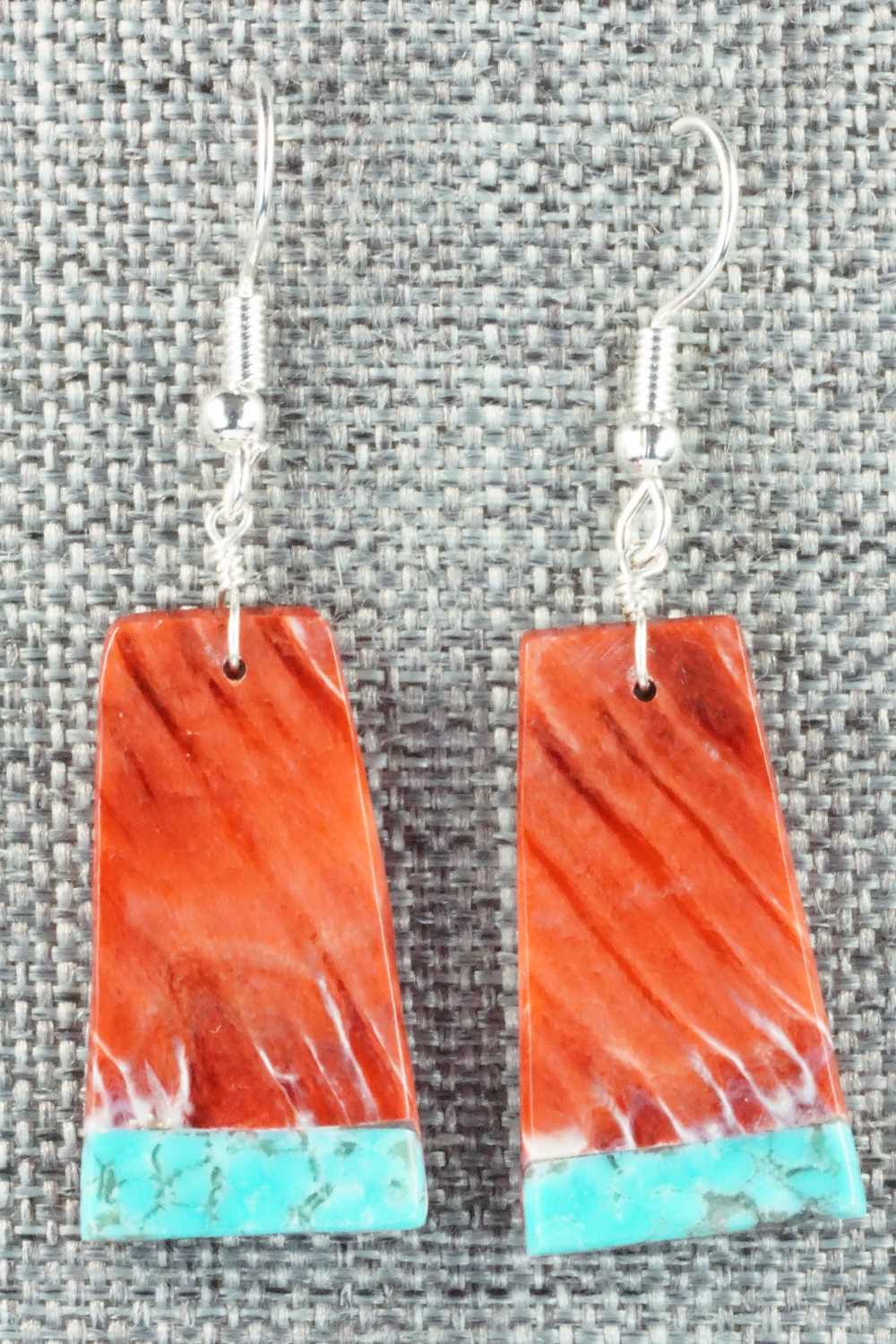 Spiny Oyster, Turquoise & Sterling Silver Earrings - Santo Domingo