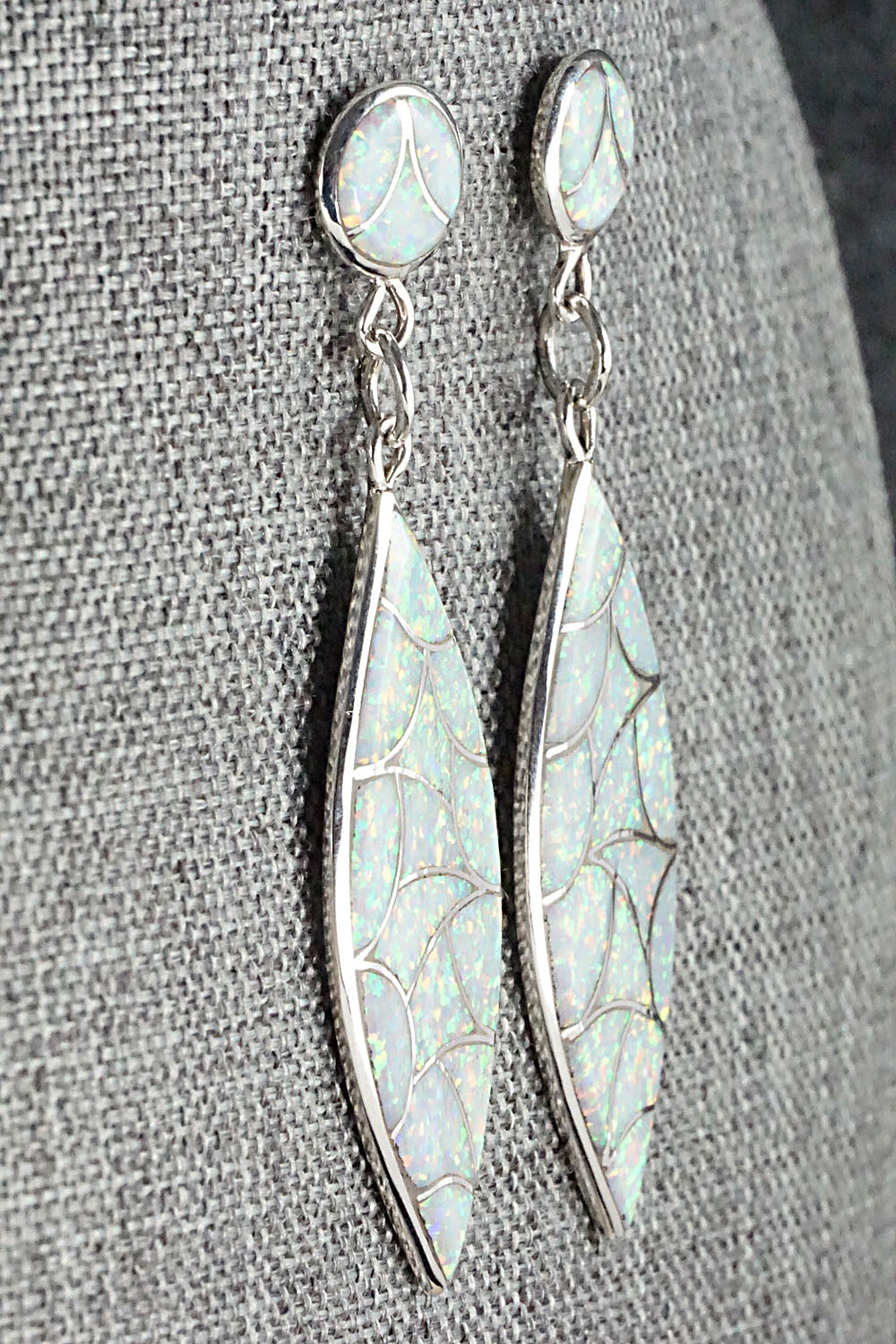 Opalite & Sterling Silver Inlay Earrings - Keith Davis