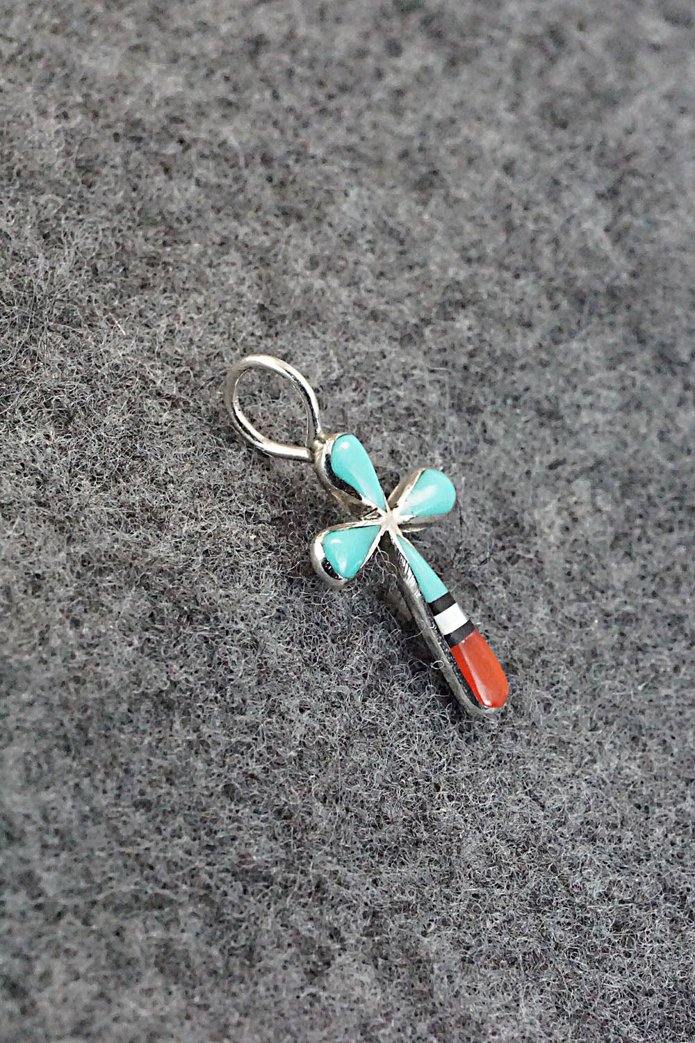 Multi Stone & Sterling Silver Inlay Pendant - Kristina Bowannie