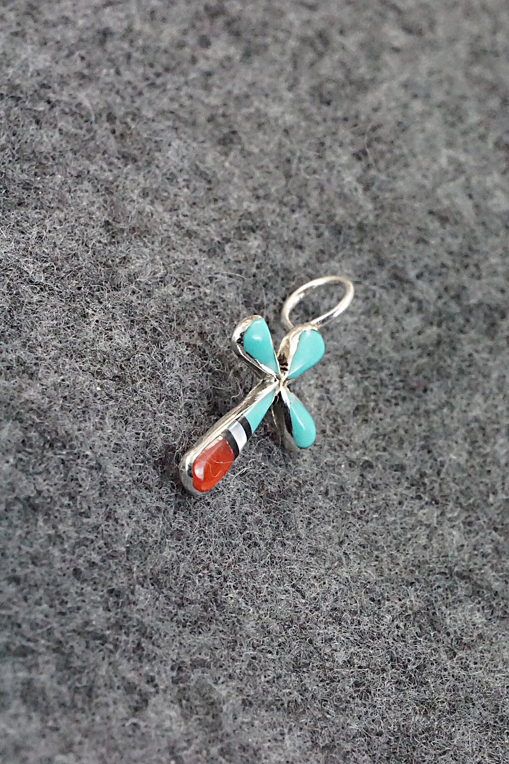 Multi Stone & Sterling Silver Inlay Pendant - Kristina Bowannie