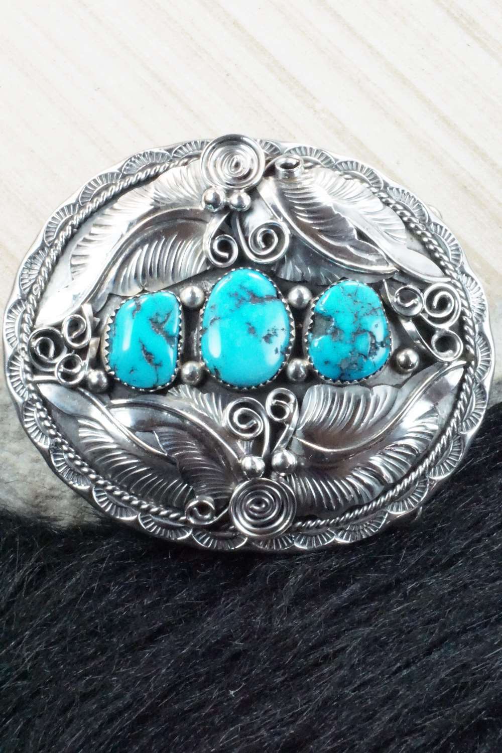 Turquoise & Sterling Silver Belt Buckle - Allen Chee