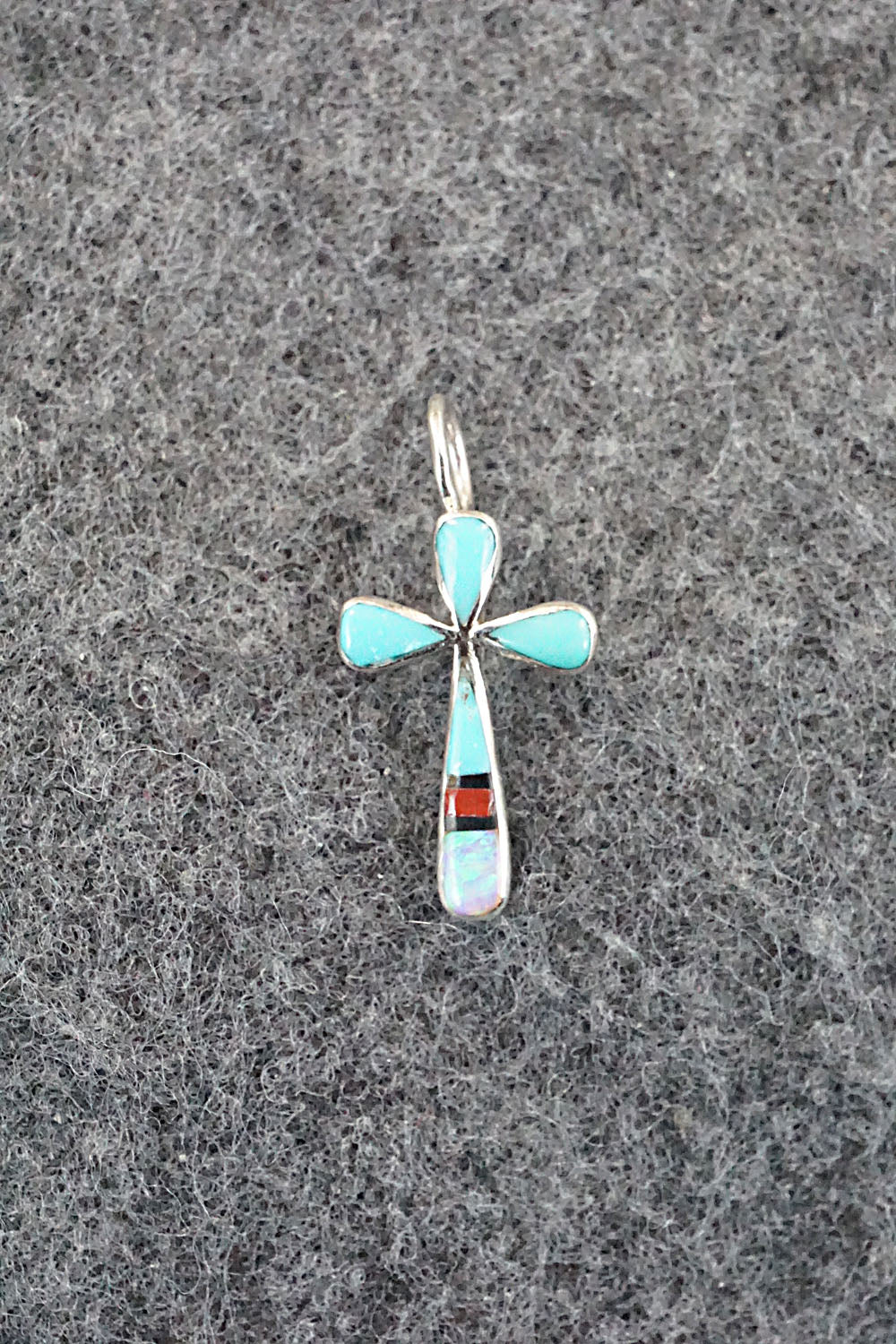 Multi Stone & Sterling Silver Inlay Pendant - Kristina Bowannie