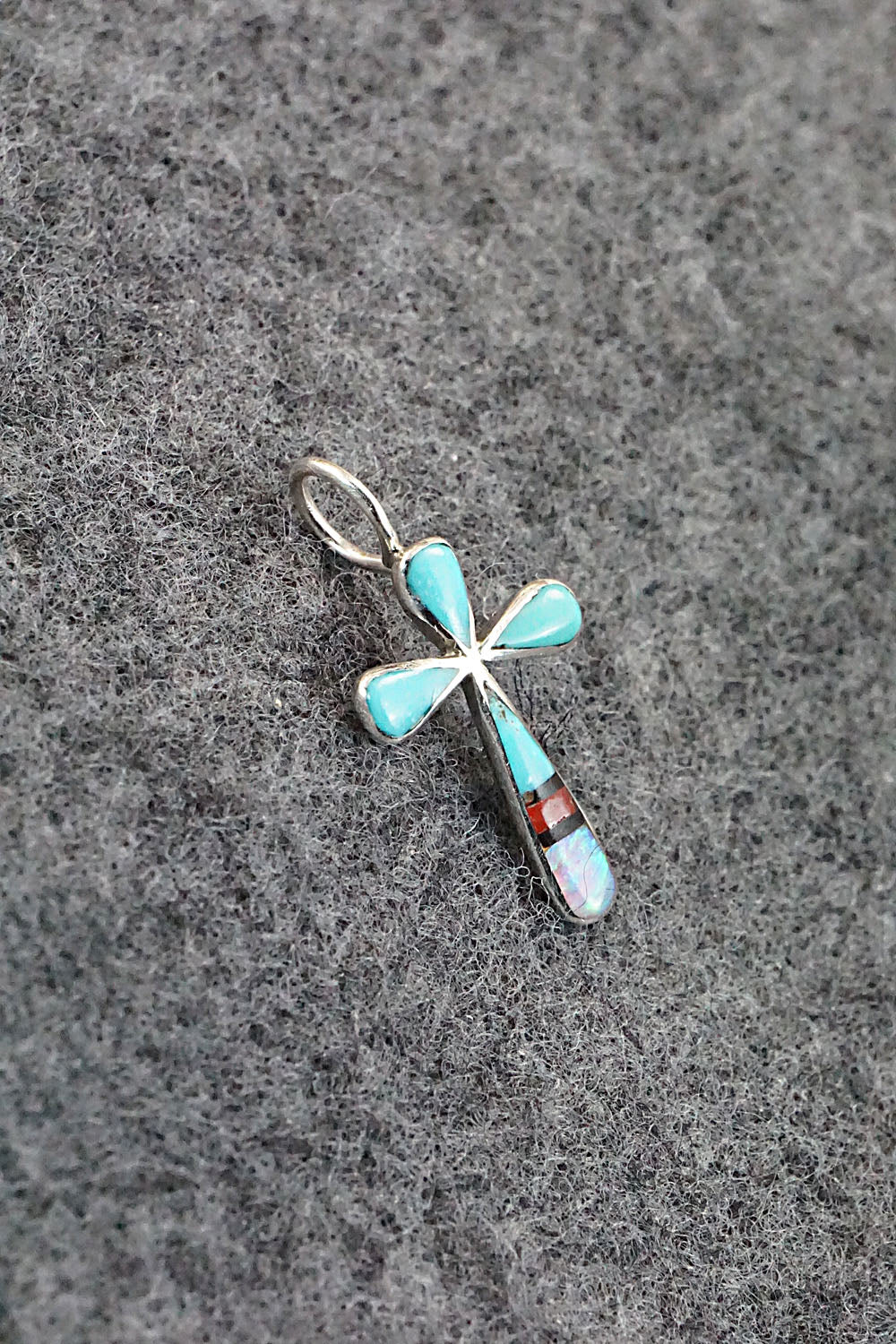 Multi Stone & Sterling Silver Inlay Pendant - Kristina Bowannie