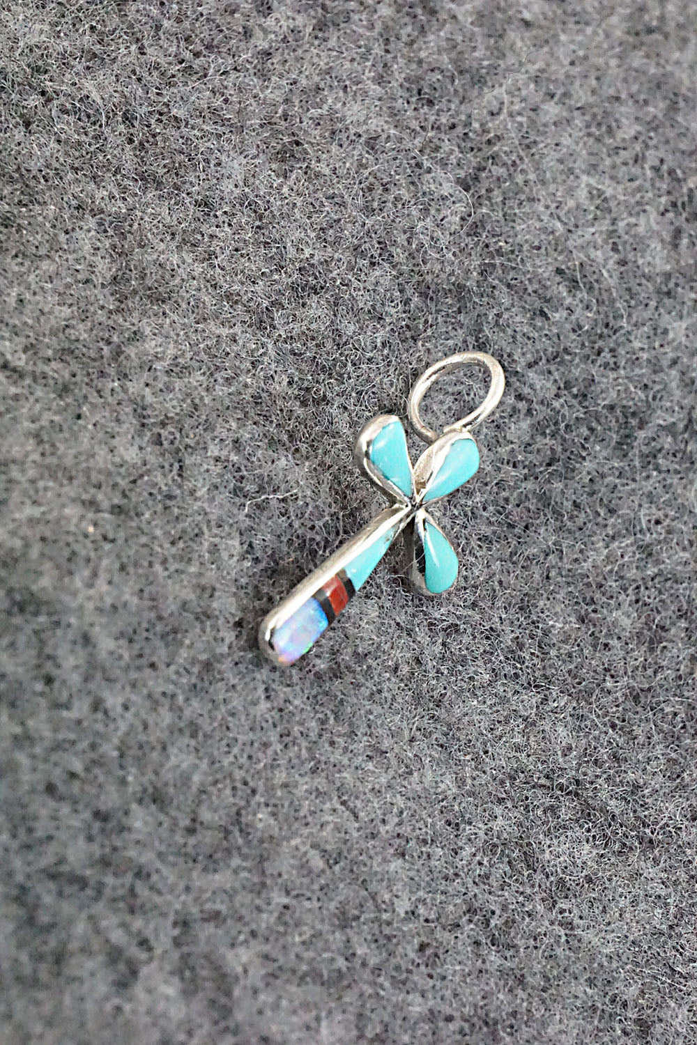 Multi Stone & Sterling Silver Inlay Pendant - Kristina Bowannie