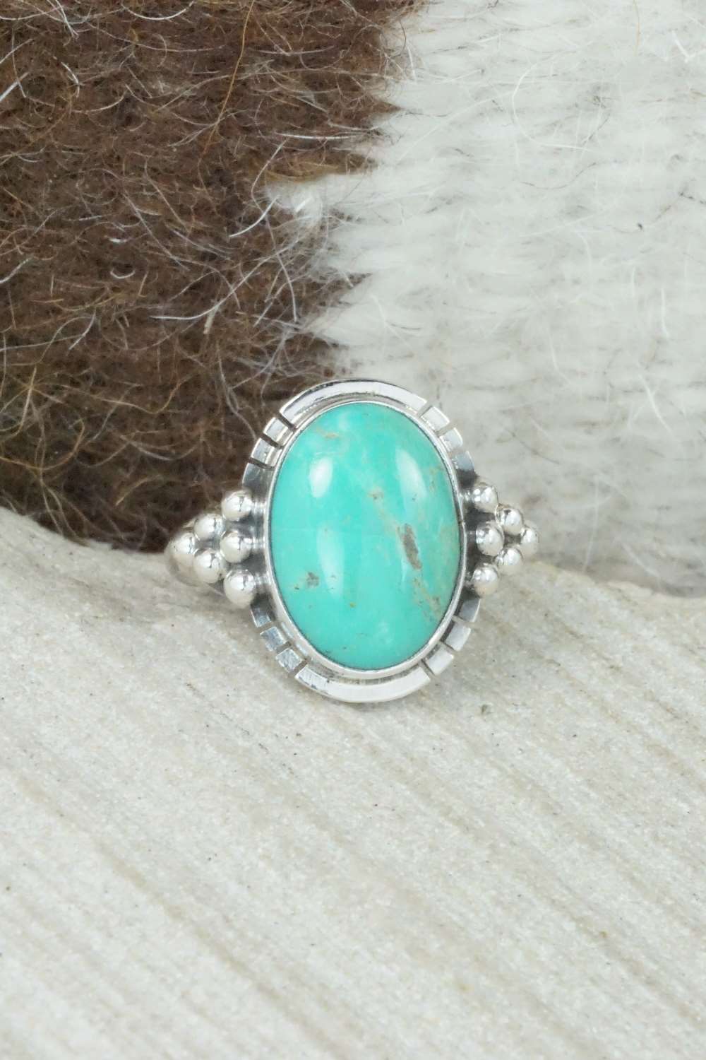 Turquoise & Sterling Silver Ring - Mark Barney - Size 4.25