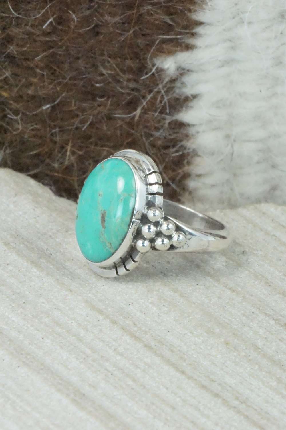 Turquoise & Sterling Silver Ring - Mark Barney - Size 4.25