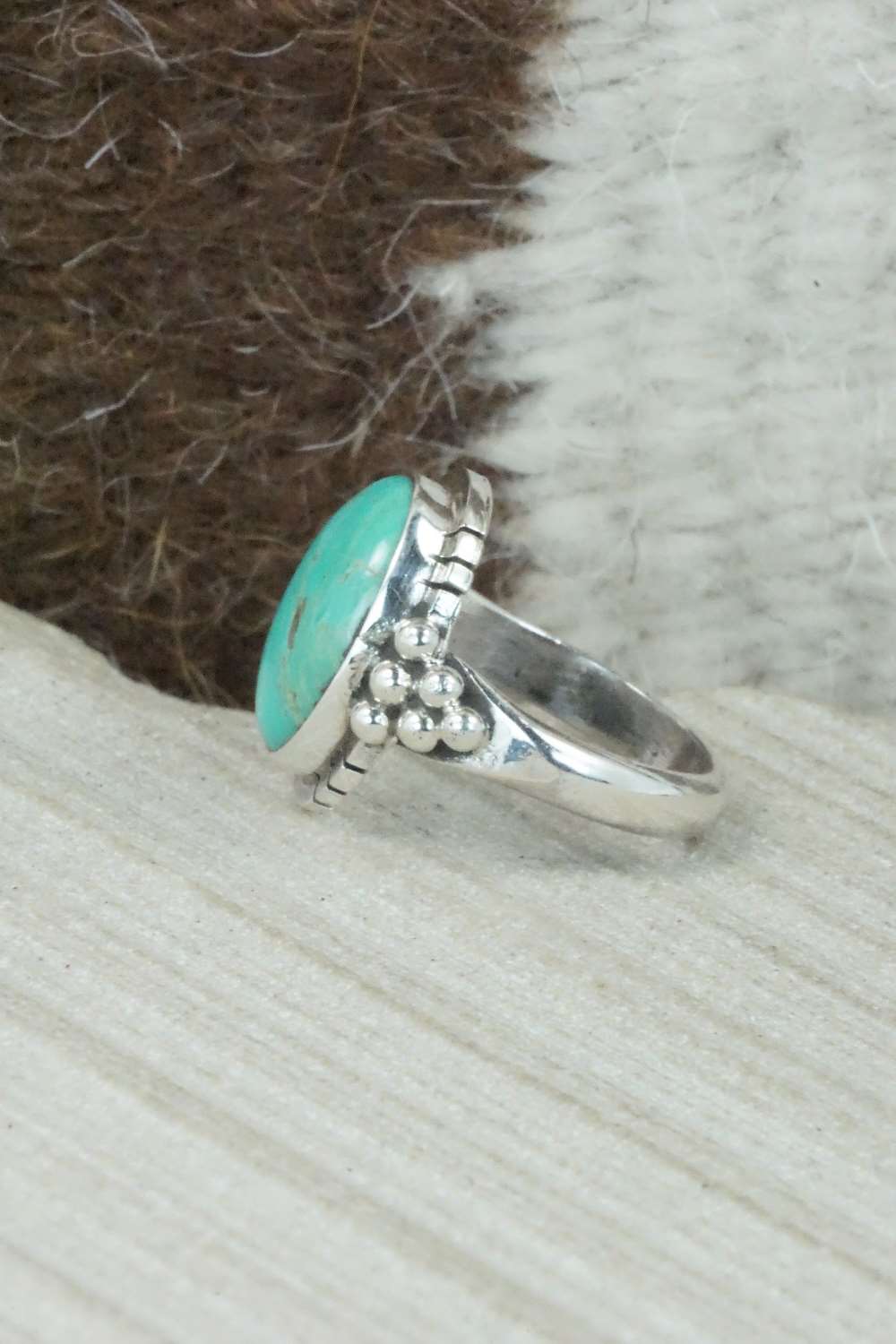 Turquoise & Sterling Silver Ring - Mark Barney - Size 4.25