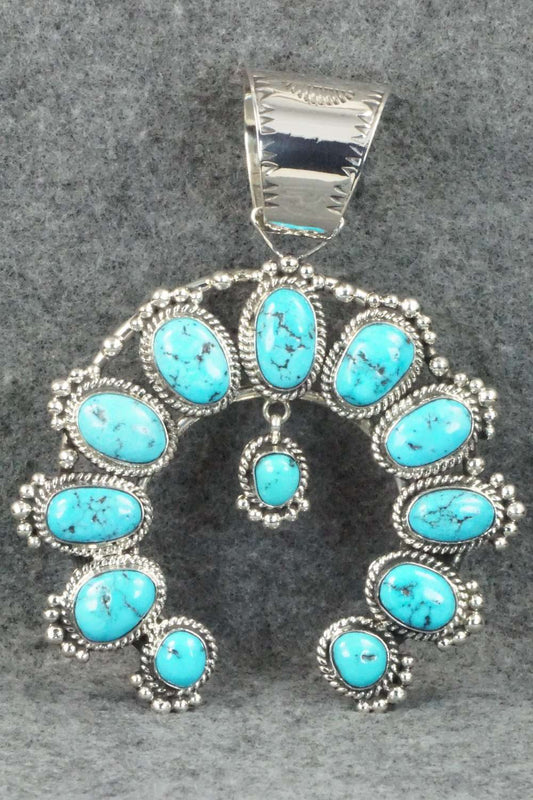 Turquoise and Sterling Silver Naja Pendant - Vernon Johnson