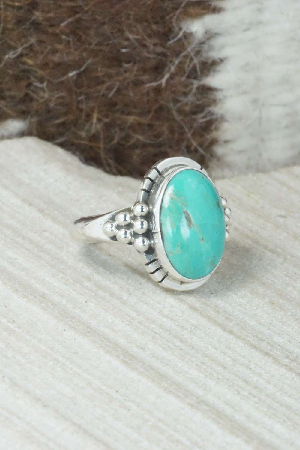 Turquoise & Sterling Silver Ring - Mark Barney - Size 4.25