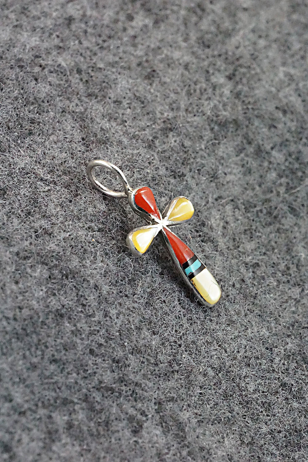 Multi Stone & Sterling Silver Inlay Pendant - Kristina Bowannie