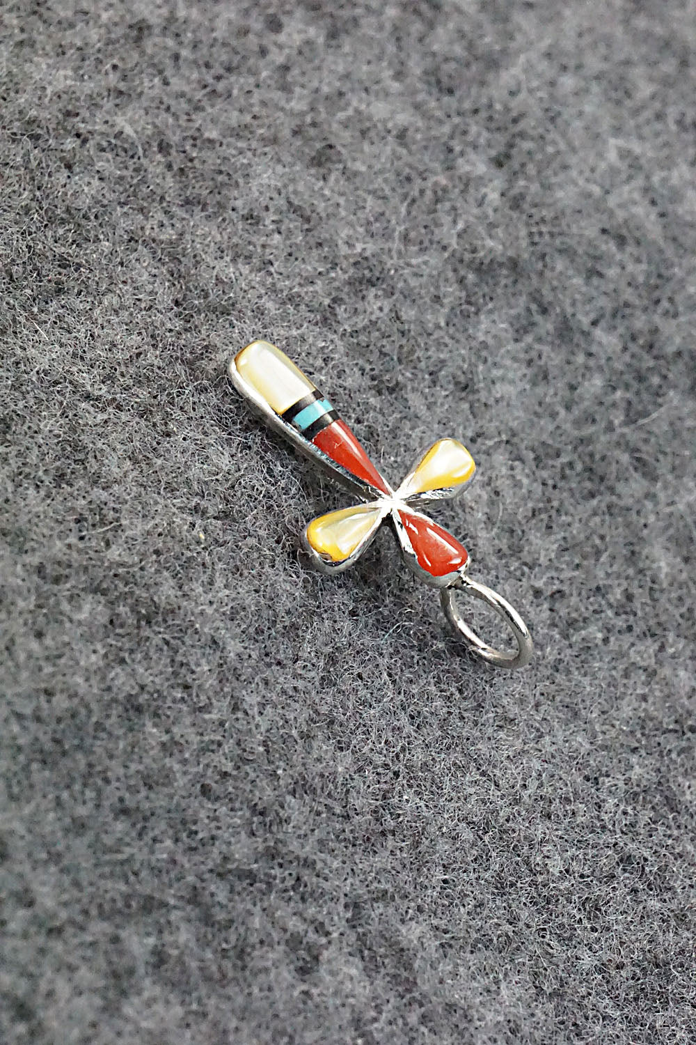 Multi Stone & Sterling Silver Inlay Pendant - Kristina Bowannie